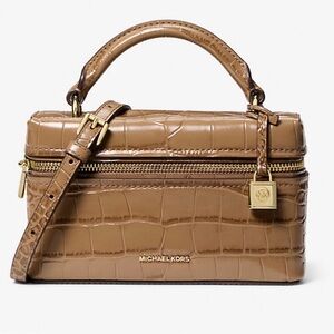 MICHAEL KORS Camel Croc-Embossed Top-Handle Mini Crossbody with strap